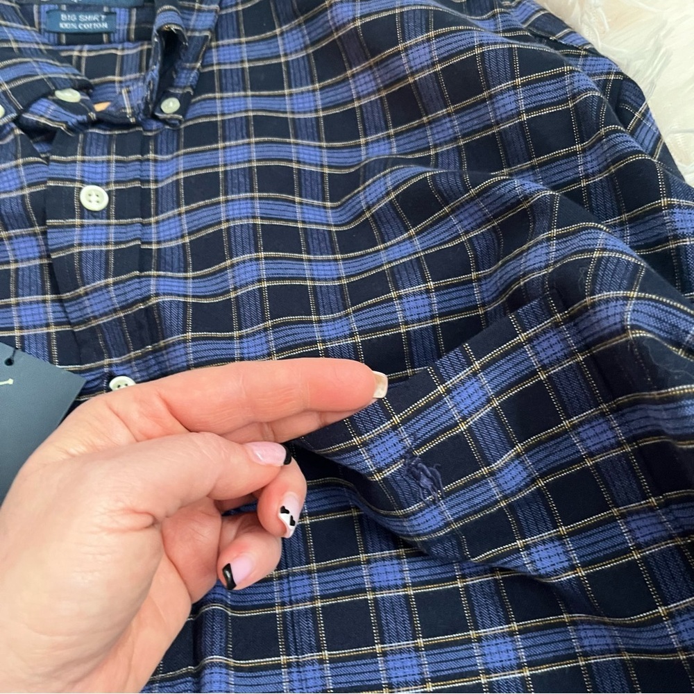 Men’s NWT Ralph Lauren The Big Oxford Shirt Button Size Large 100% Cotton Plaid - Picture 10 of 11